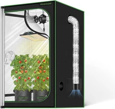 Hydroponic Grow Tent Kit Floor Tray Window Growing Indoor Plants 24"X24"X32"
