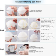 8 Pcs Sphere Silicone Molds for Resin, with Measuring Cup and Straw, 3D Spher...