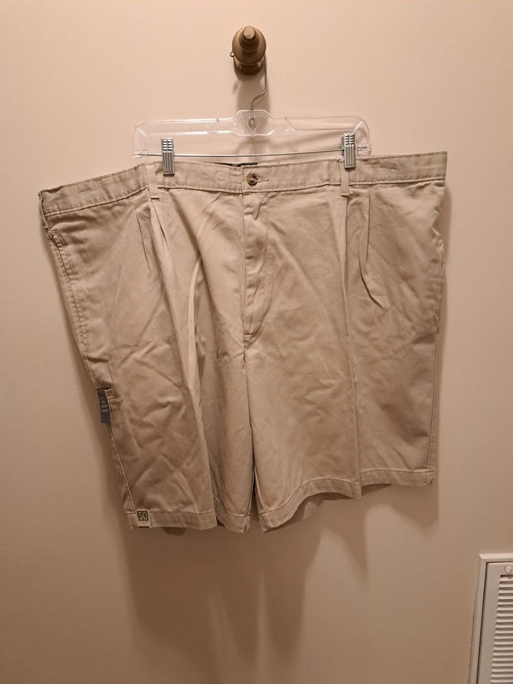 Lote De 3 Pantalones Cortos Para Hombre Saddlebred Nuevos Con Etiquetas Talla 50" Cintura Denim Caqui Estilo Chino Azul Foto 3 de 4