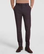 Calvin Klein Men’s Slim Fit Plaid Dress Pants Wine 38x32 Washable