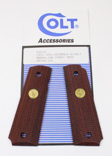 Colt Pistol Grips 1911 Fancy Checkered Cocobola With Medallions Model Col1g