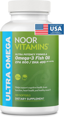 Noor Vitamins Halal Fish Oil, Halal Vitamins, Ultra Omega 3 Wild Peruvian Fish (