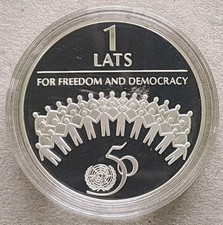 LATVIA – SILVER PROOF 1 LATS COIN 1995 28.28 g., 0.925 Silver 0.841 oz.