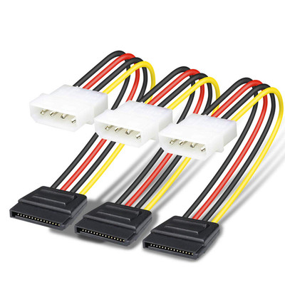 SATA Stromkabel 15 Pin auf Molex 4 Pin 25 cm 3er Pack für Festplatten & DVD-Lauf