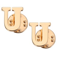 Letter Lapel Pins, 2 Pcs Initial Alphabet Collar Pins, Gold Tone, Letter U
