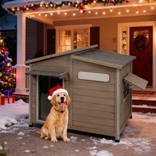 Dog House Outdoor Indoor for Small Medium Dogs, Wooden Weatherproof Dog Kennel