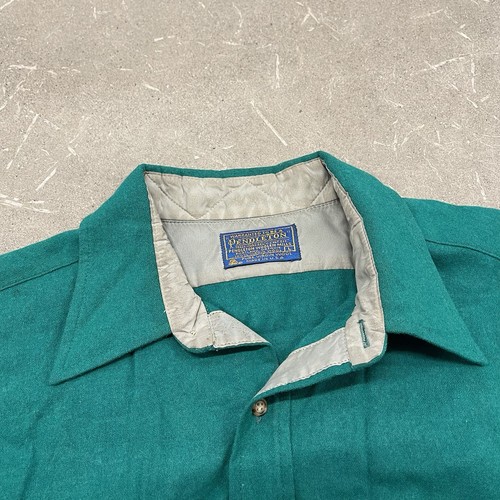 Vintage Pendleton Men's Shirt Green Elbow Patch Button Up Wool Sz L - Picture 10 of 12