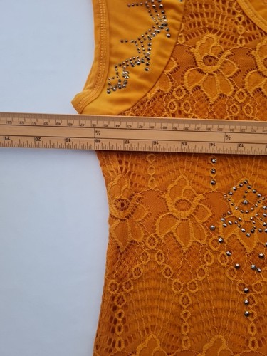 Ladies Beaded Top Shuang Qin Size 2XL Mustard Lace 30022 - Picture 11 of 13