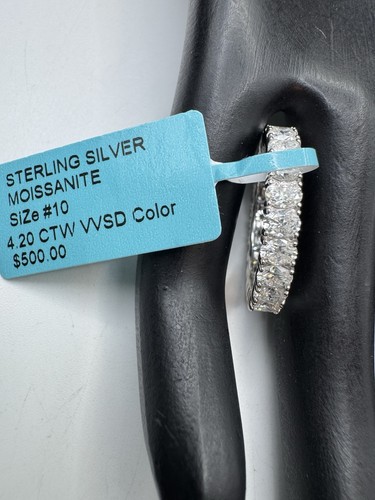 Sterling Silber Moissanit Ewigkeit Band Ring Ovalschliff 4,20 ctw Größe 10 Vvsd - Bild 10 von 10