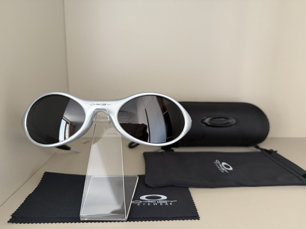 Oakley Eye Jacket Polarized Sunglasses Sliver Frame Black Lenses
