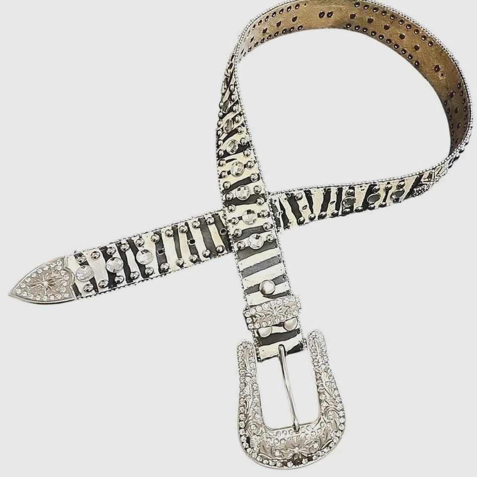 Cinturón de Cuero Blazin Roxx Vaquera Occidental Cebra Estrás Rancho Rodeo M Foto 2 de 4