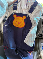 NWT Vintage Disney Winnie the Pooh Overalls  Striped Shirt Set 18-24 Months