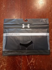 3 Pack Under Armour UA Women's Black Pure Stretch Thong Underwear Size Medium