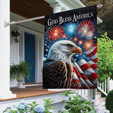 Patriotic Eagle God Bless America Garden Flag, House Flag