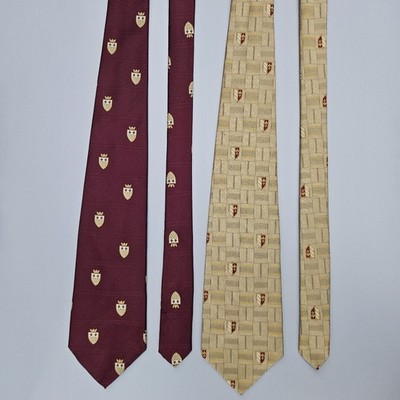 Vintage Robert Talbott Woven Jaquard Crest Tie Lot Of 2 Silk Necktie READ