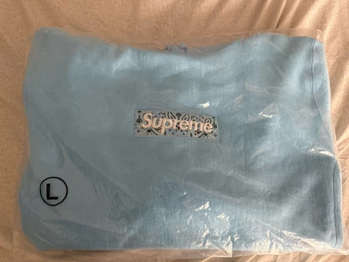Sweat à capuche Supreme Bandana Box Logo FW19 bleu clair bébé grand NEUF sweat à capuche