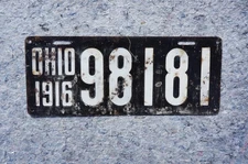1916 OHIO License Plate