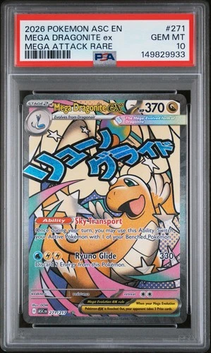 2026 POKEMON ASCENDED HEROES MEGA ATTACK RARE #271 MEGA DRAGONITE EX PSA 10