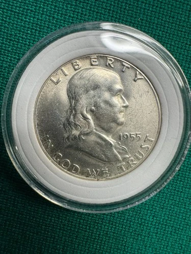 1955-P Franklin Half Dollar ~ AU ~ About Uncirculated ~ 90% Silver