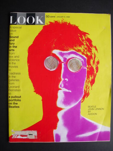 ORIGINAL 1968 LOOK Magazine PSYCHEDELIC JOHN LENNON & (BEATLES INSIDE) By AVEDON - Picture 1 of 1