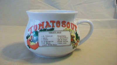 WHITE CERAMIC TOMATO SOUP RECIPE SOUP MUG
