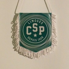 Proporczyk Limoges CSP, proporczyk noszony na mecz, 8 x 10 cm, Puchar Europy do koszykówki, Nowy