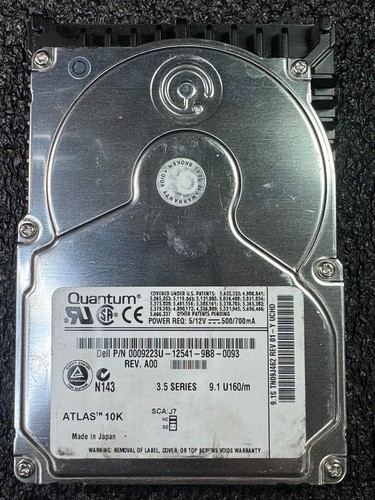 Dell 0009223U-12541-9B8-0093 9.1S TN09J462 10K RPM 4MB Ultra3 U160 SCSI HDD3.5" - Afbeelding 2 van 7