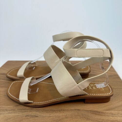 New NWOB Womens Franco Sarto Tanara Ivory Leather Ankle Strap Sandals Size 11 M - Picture 3 of 8
