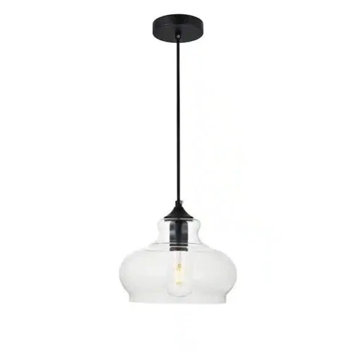 Living District Black Pendant Clear Glass Shade 1 Hanging Light - Destry Model - Picture 1 of 2