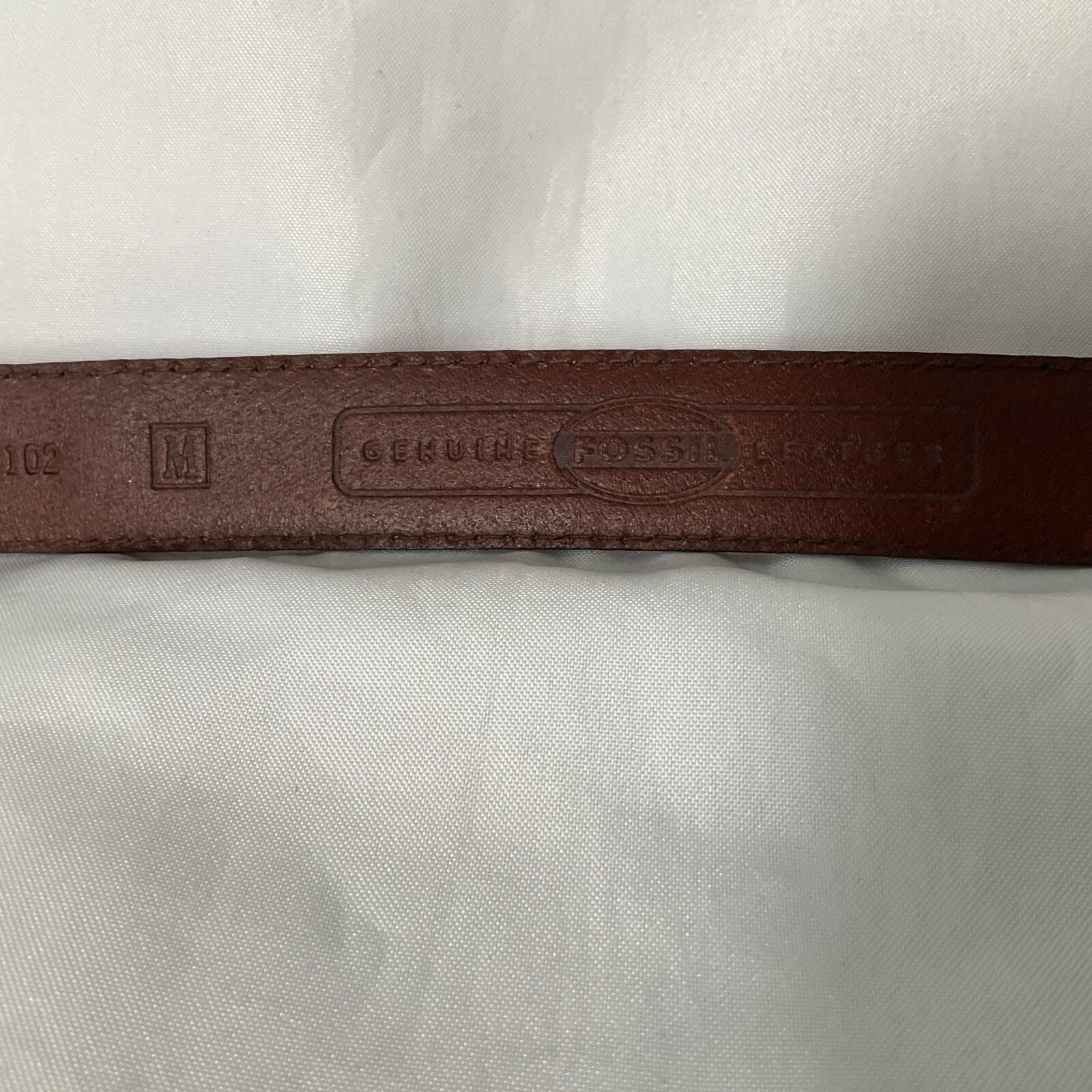 Fossil Leather Belt Medium Patchwork Stitching Go… - image 4