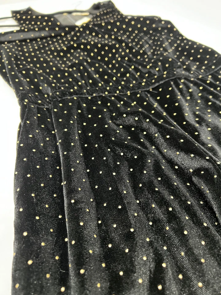 MICHAEL Michael Kors Velvet Jumpsuit Black & Gold polka dots NWT w/Defect - Image 3 of 4