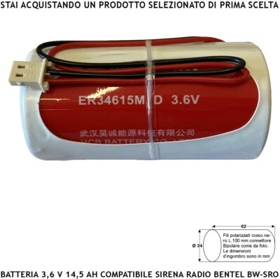 SELEZIONATA SECURVERA Batteria Compatibile Bentel Ricambio Sirene V. Dim Allarme Antifurto Radio BW-SR