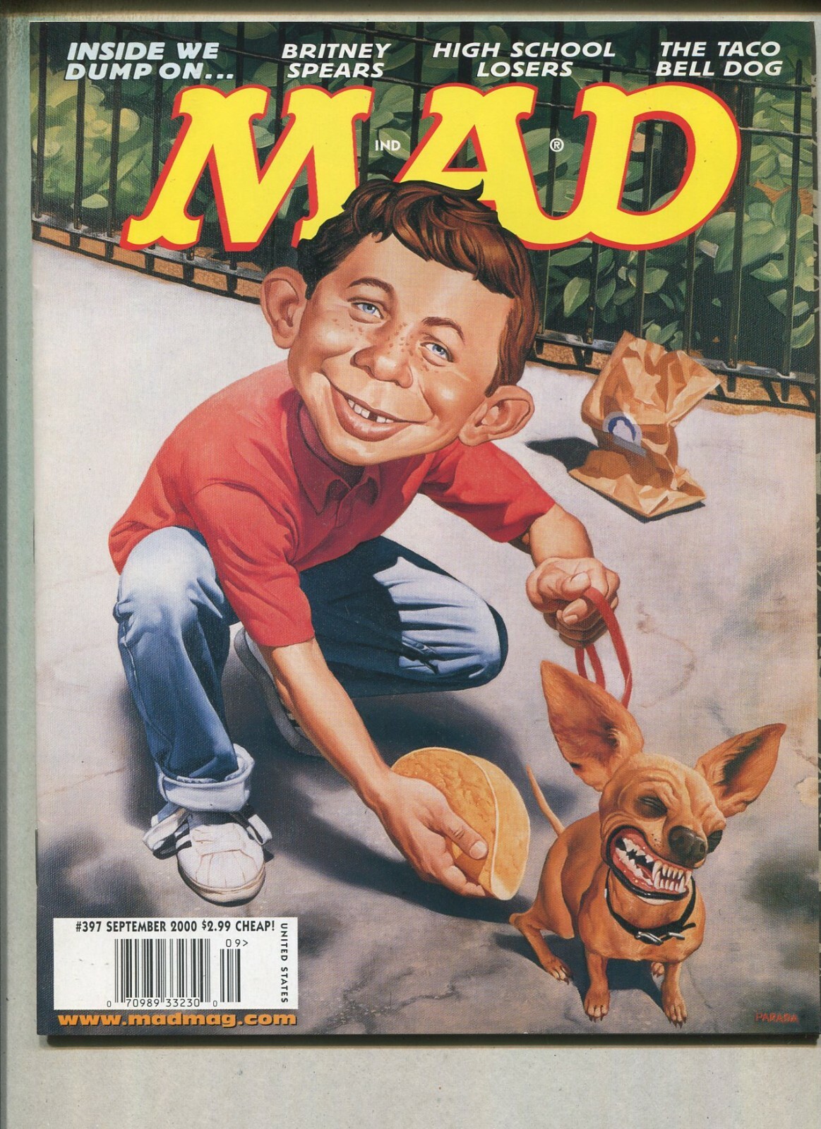 Mad  #397 Sept. 2000 We Dump On - Britney Spears, The Taco Bell Dog   EB5
