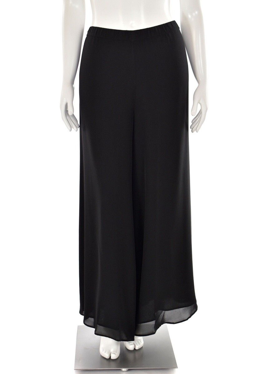 St. John Elegant Palazo Pants Size 10 Black 100% Silk Wide Leg Women Dress  Pants | eBay