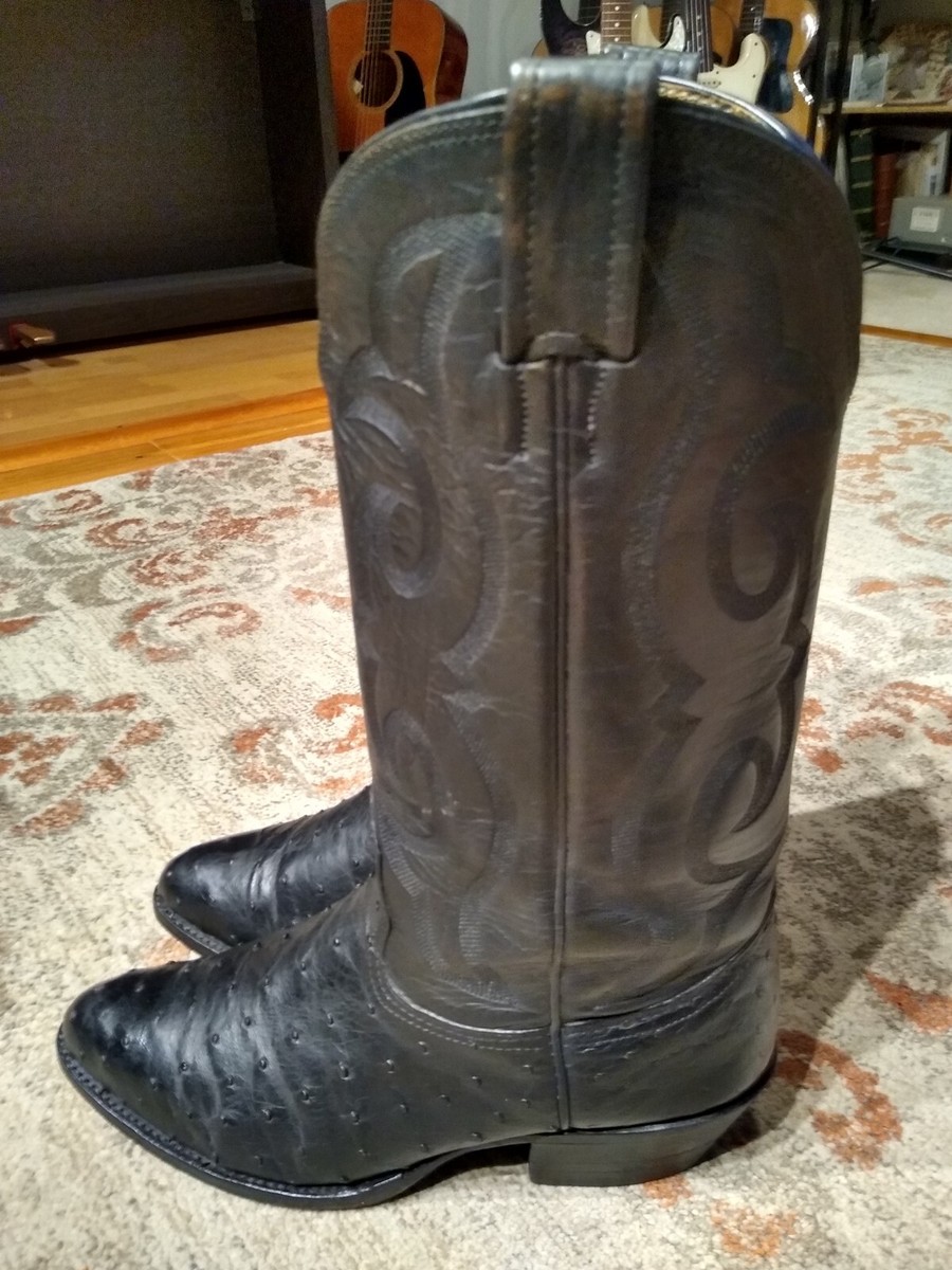 Bottes Homme Nocona Full Quill Autruche Noires - Taille 10D, Occasion Excellent État