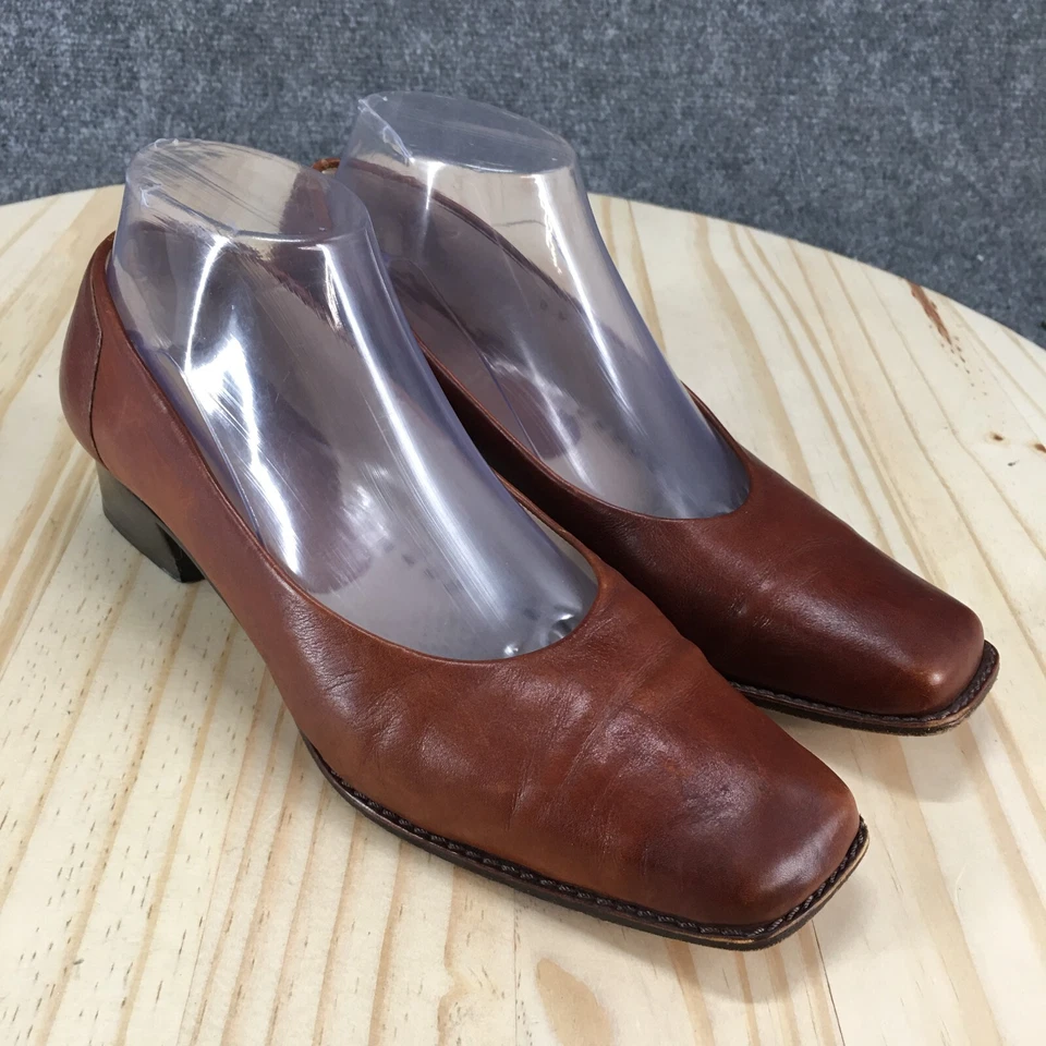 Rangoni Firenze Shoes Womens 8 B Pumps Brown Leather Slip On Casual Block Heels - Image 3 of 4