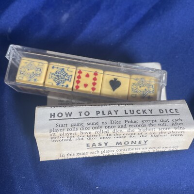 VINTAGE *POKER LUCKY 5 DICE* POCKET GAME ORIGINAL CASE And Instructions