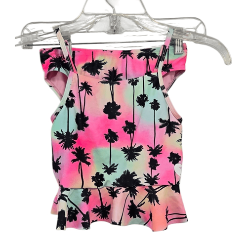 Hurley Girl's UPF 50+ Palm Tree Tankini Swimsuit Set Pink Ruffle 2pc Swimwear - Picture 10 of 10