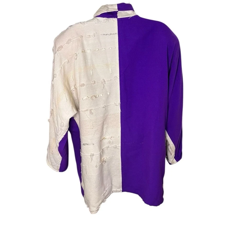 De Colección Años 80 Cristal Arte Chaqueta Tejido Bloques de Color Flecos Abrigo Boho Distintivo Pieza XL Foto 2 de 4