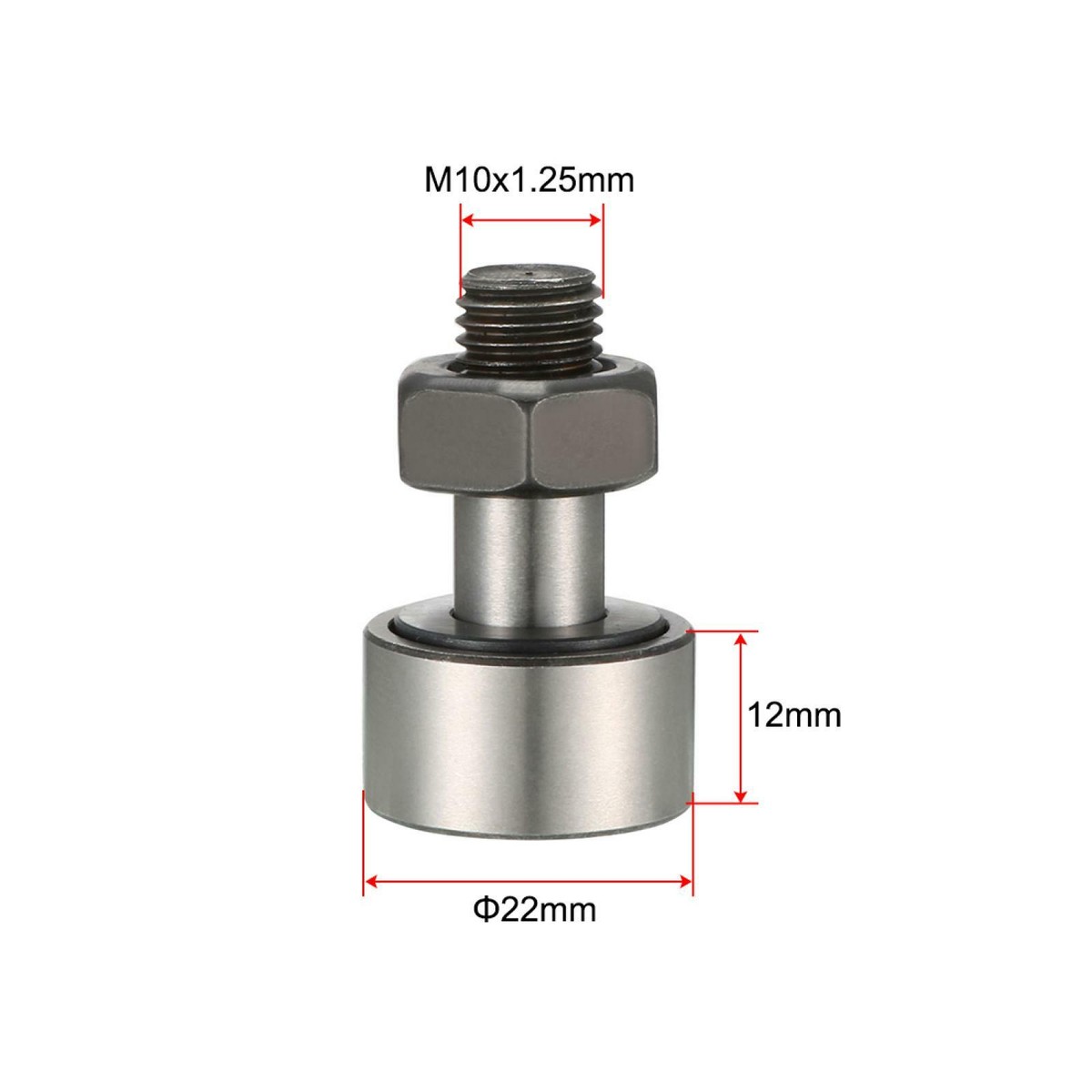 2-Pack KR22 / KRV 22 Cam Follower Needle Roller Bearings - M10x1.25 Thread, 22mm Size 6 thumbnail image