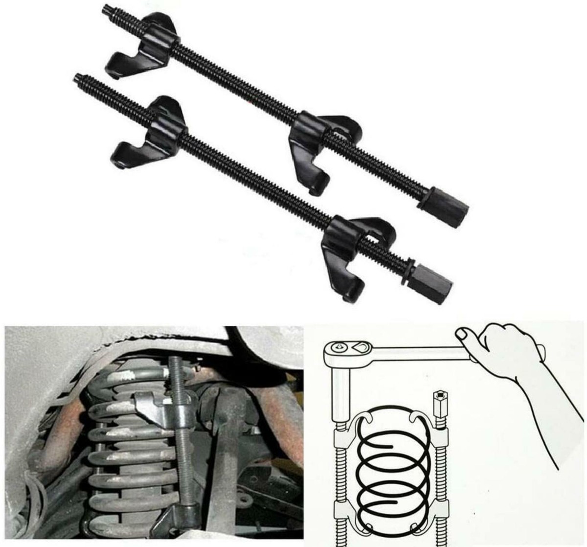 Coppia Compressori Molle Oxfo - Estrattore Ammortizzatori 36 Cm, Con Ganci E Attacco 1/2'' - Foto 4