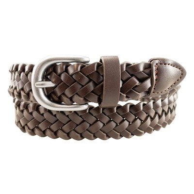 Dillon Boys Dress Casual Braided Leather Belt (26, Brown)