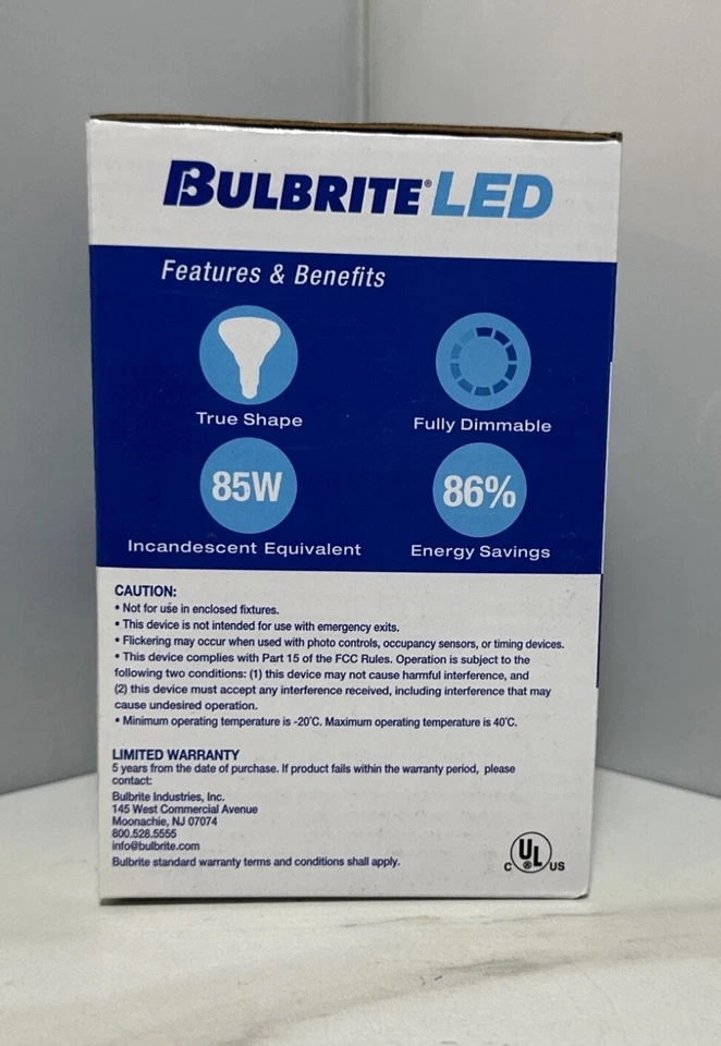 Bulbrite Light Bulb 772840 | 12 Watt Dimmable LED BR30 Reflector Bulb, Medium - Image 4 of 4