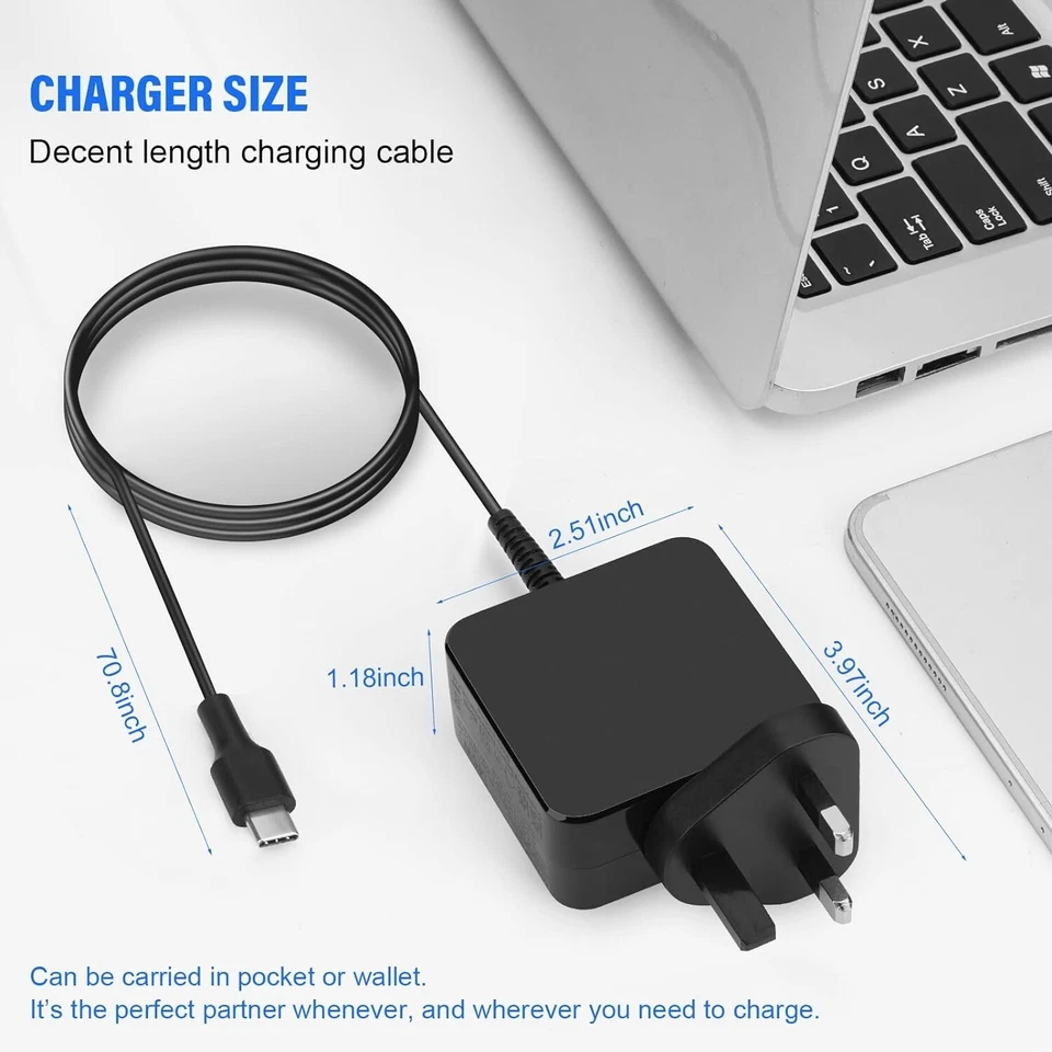 65W Charger Adaptor Type-C PD Fast Charging UK Plug for USB-C Devices Wholesales - Image 4 of 4
