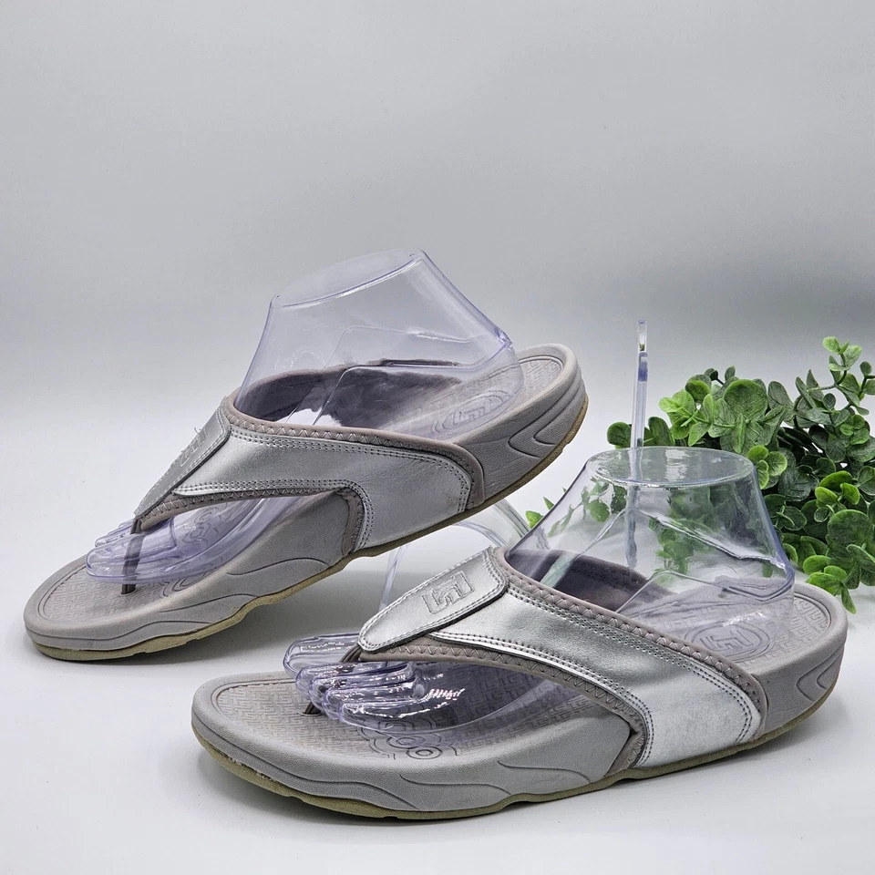 Sandálias tanga feminina TheraShoe calçado terapêutico grande 9-10 conforto prata - Imagem 2 de 4