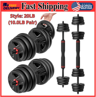 Adjustable Dumbbells Set, 20LB (10.0LB Pair) Free Weight Set with Connec