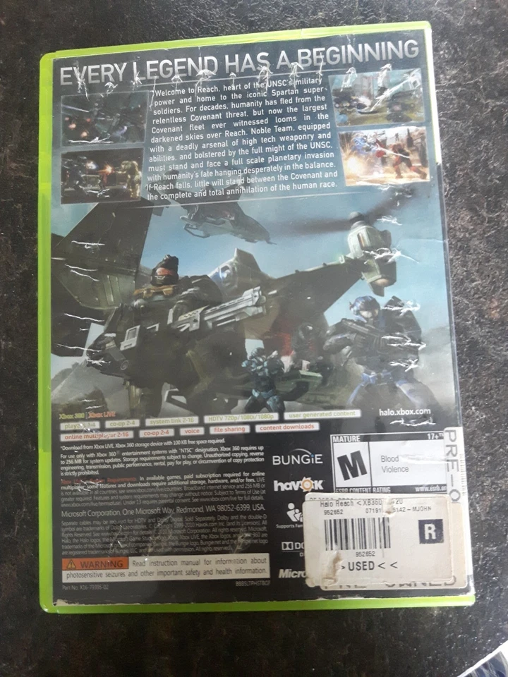 Halo Reach 2010 Xbox 360 Game No Manual Good Condition - Image 2 of 2