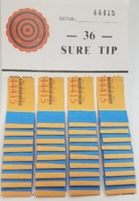 "ONE" 36 Sure Tip Board 1-36  Pull Tabs/Jar Tickets Free Shipping