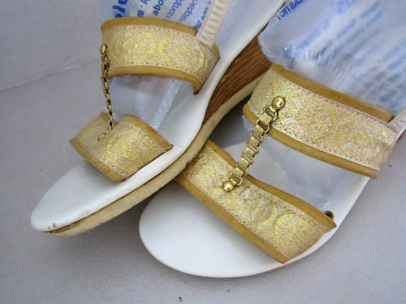 PANTOFOLA D’ORO Ciabatte isola made in hawaii scarpa sandalo donna cinturino broccato oro tacco legno 5M