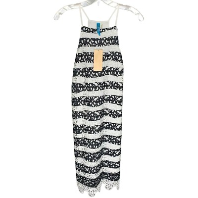 Francesca's Women's Dress Black White Halter Neck Floral Eyelet Size S NWT $54